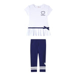 Monnalisa Completo 2 Pezzi T-Shirt-Leggins Bicolore per Bambina 19E500 BIANCO/BLU MONNALISA 