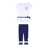 Monnalisa Completo 2 Pezzi T-Shirt-Leggins Bicolore per Bambina 19E500 BIANCO/BLU MONNALISA 