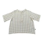 Petit Indi Camicia Tinta Unita con Fantasia A Quadri per Neonato SS25BK7115XN BEIGE PETIT INDI 