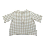 Petit Indi Camicia Tinta Unita con Fantasia A Quadri per Neonato SS25BK7115XN BEIGE PETIT INDI 