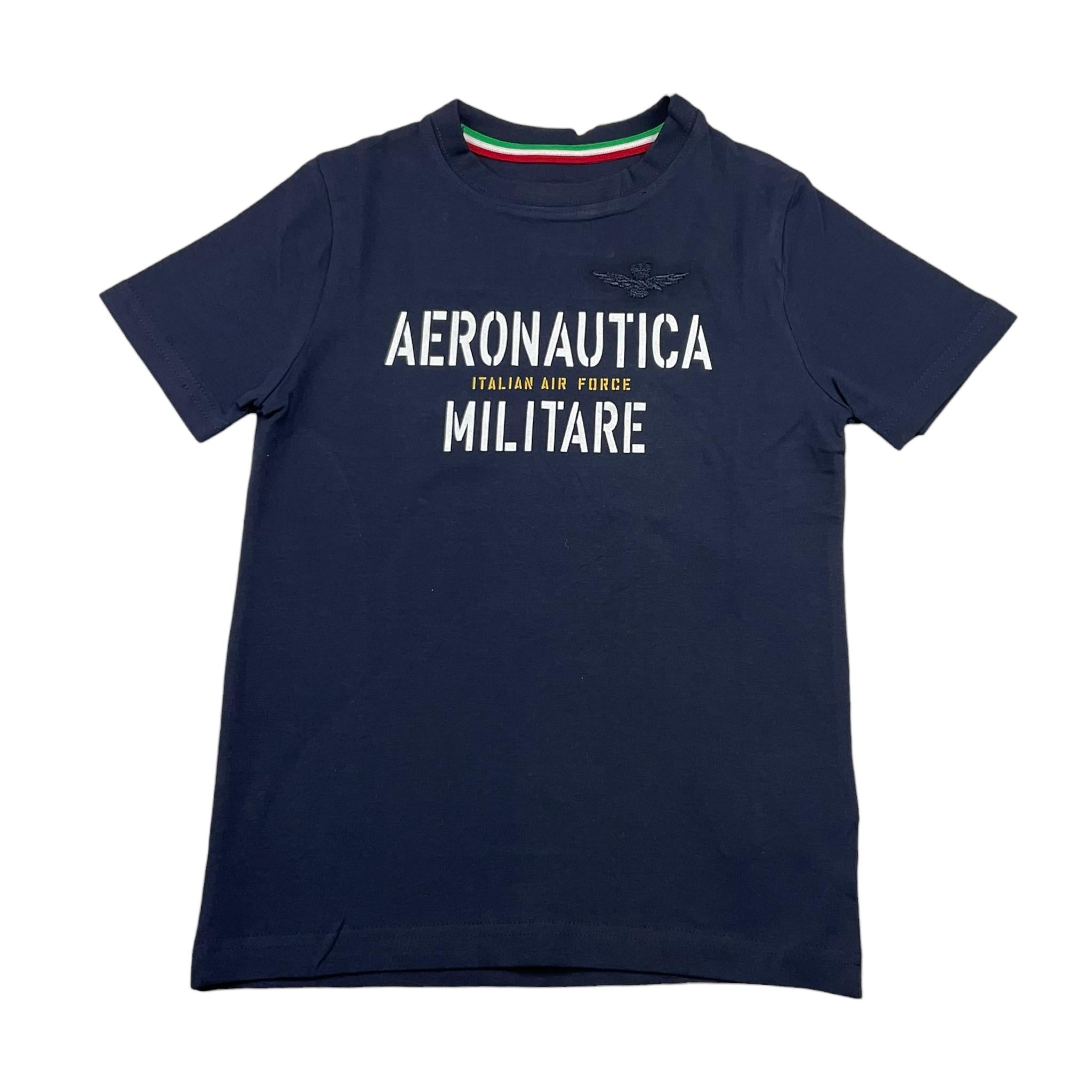 AERONAUTICA MILITARE shirt girocollo tinta unita con stampa Blu per Bambino 242TS0001AJRJ664 BLU AERONAUTICA MILITARE 