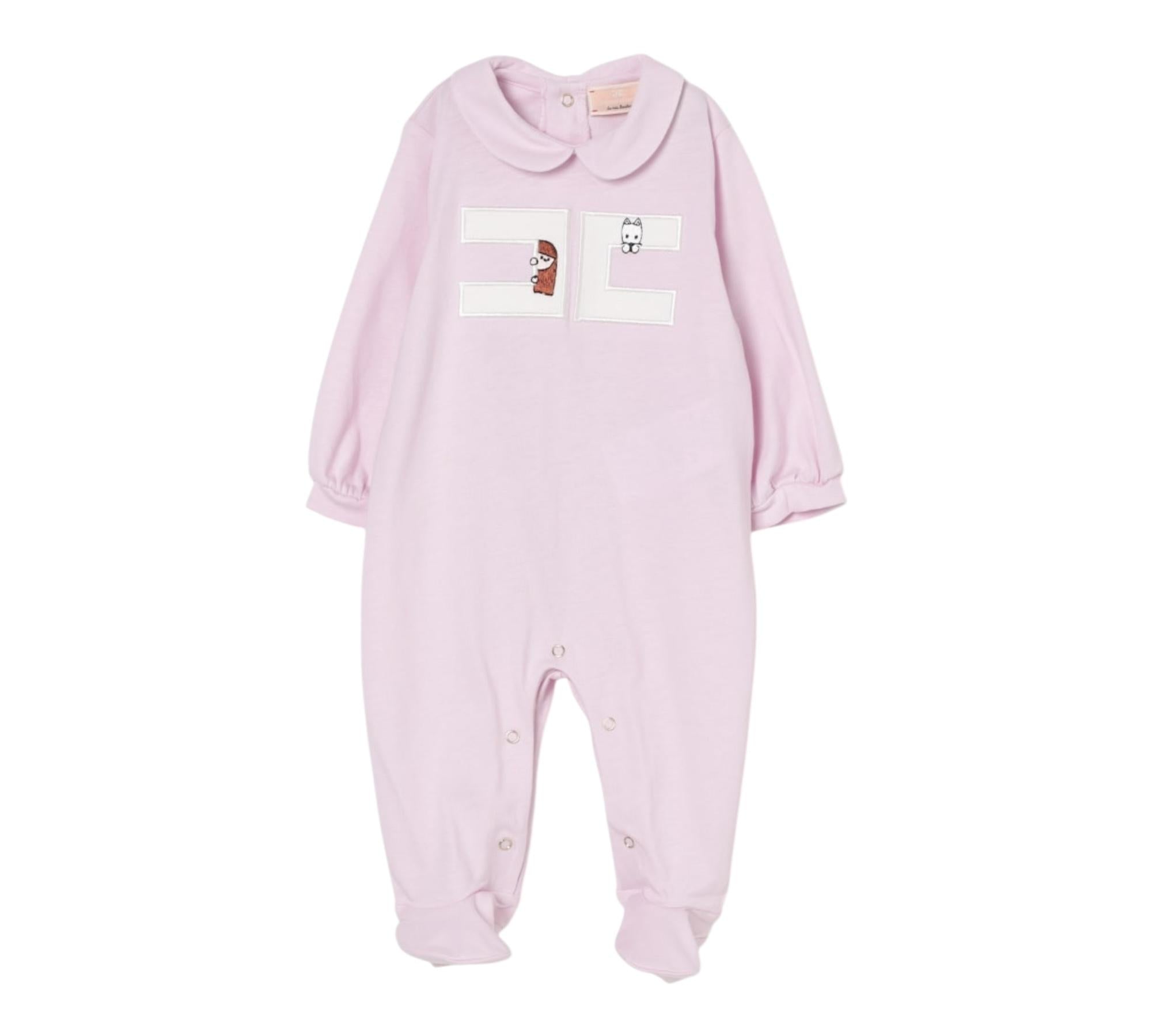 Elisabetta Franchi Tutina Manica Lunga Tinta Unita con Ricami per Neonata ENTU131X LILLA ELISABETTA FRANCHI 