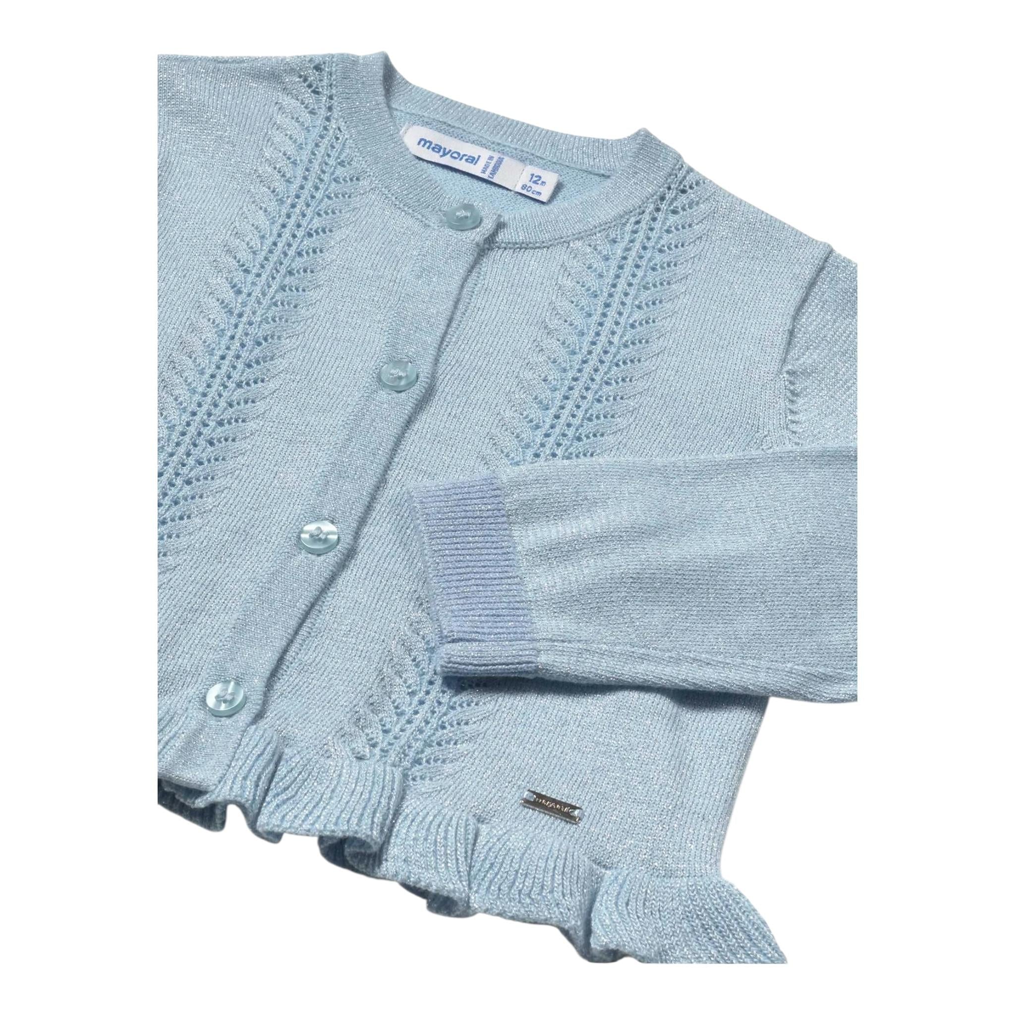Mayoral Cardigan Tinta Unita Traforato per Neonata 1398 AZZURRO MAYORAL 