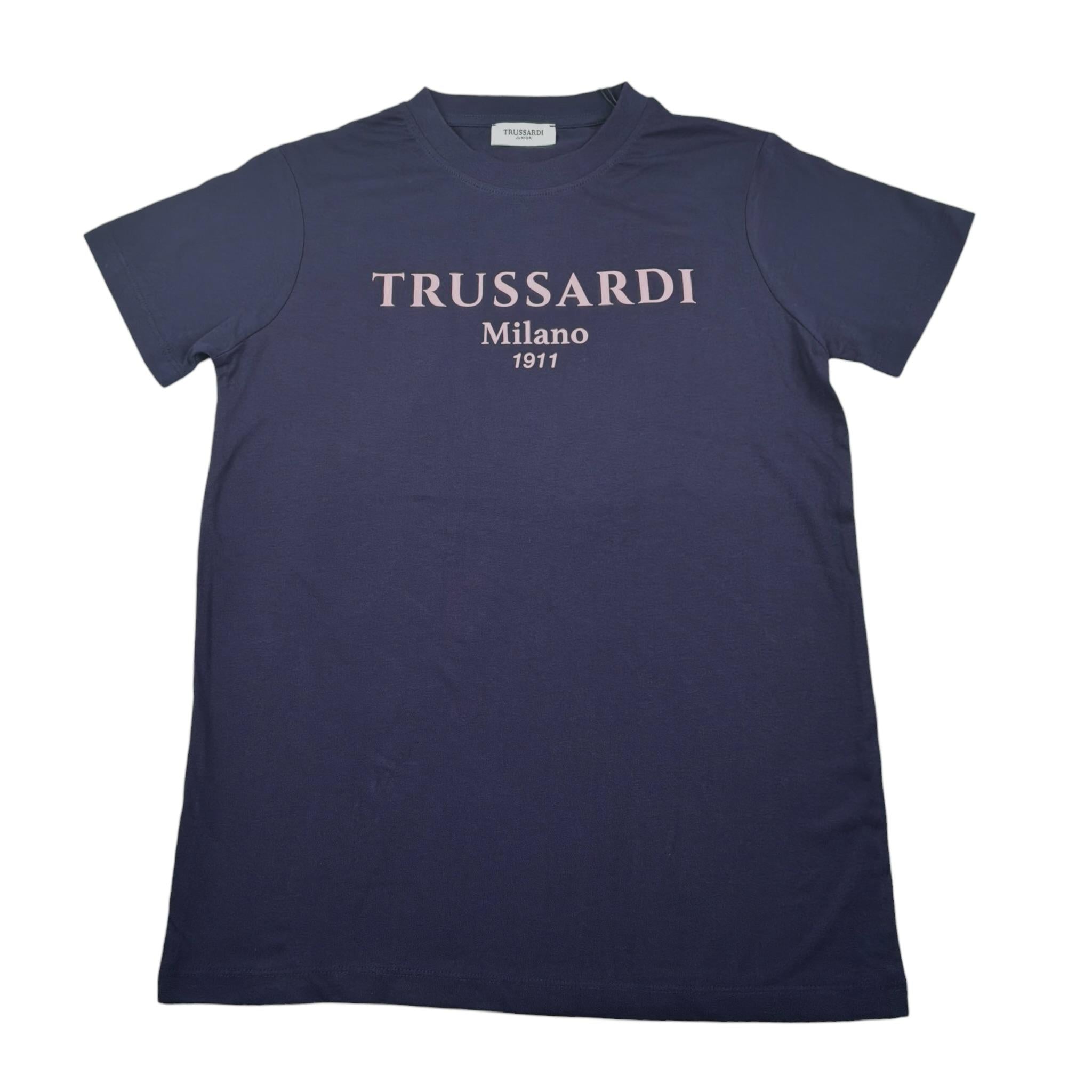 Trussardi T-Shirt Girocollo Tinta Unita con Stampa per Bambina TGP25004TS BLU TRUSSARDI 