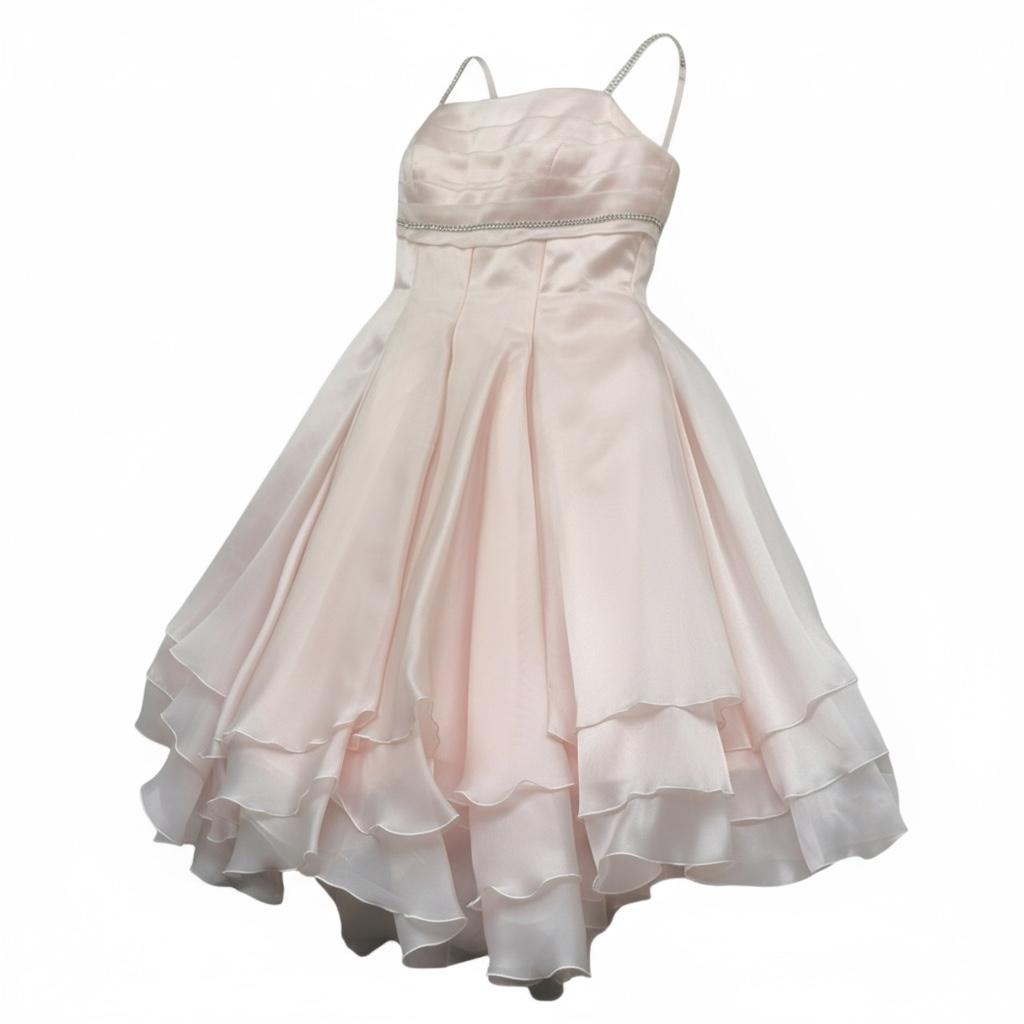 Monnalisa Abito Cerimonia Tinta Unita con Brillantini per Bambina DBIHN4II ROSA MONNALISA 