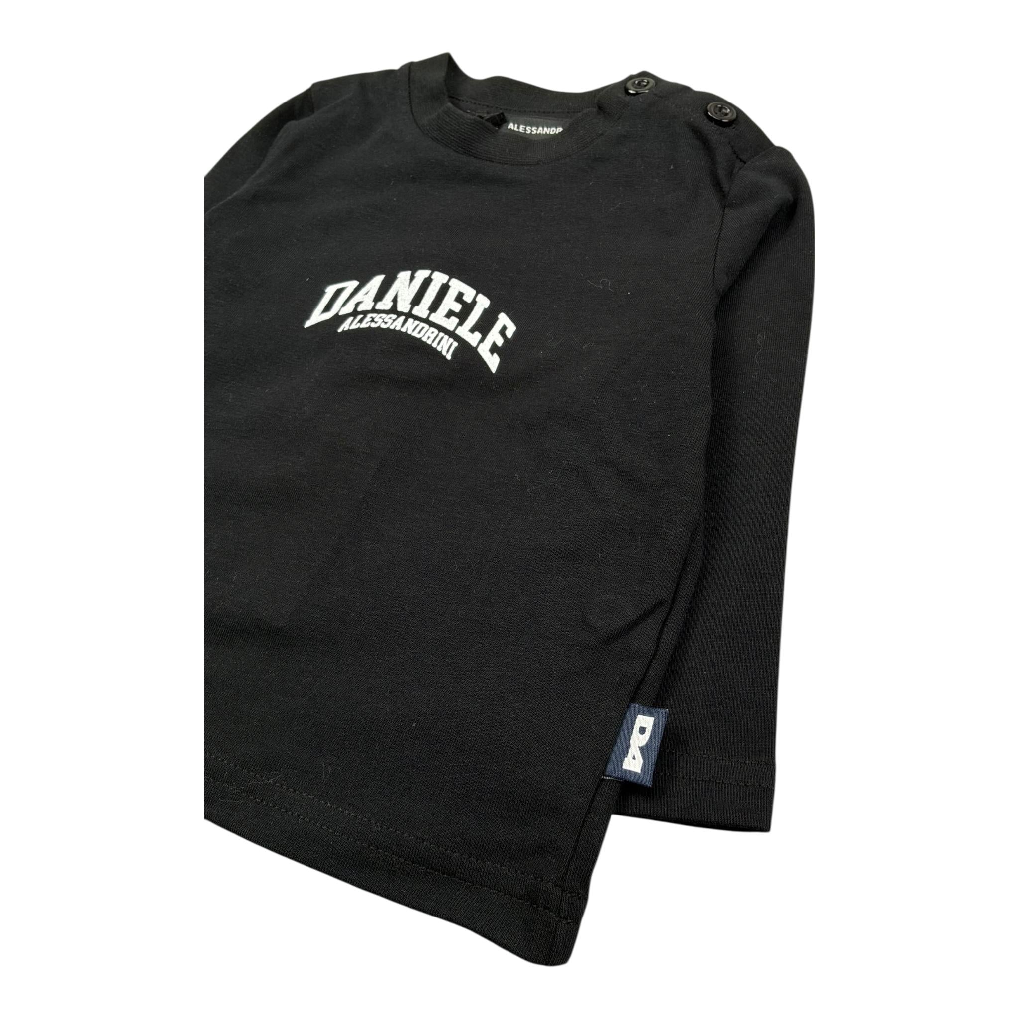 Daniele Alessandrini Shirt Girocollo Tinta Unita con Stampa Logo per Neonato 1291M1028 NERO DANIELE ALESSANDRINI 