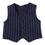 MINI BANDA gilet tinta unita con fantasia a righe Blu per Neonato 37687 BLU MINI BANDA 