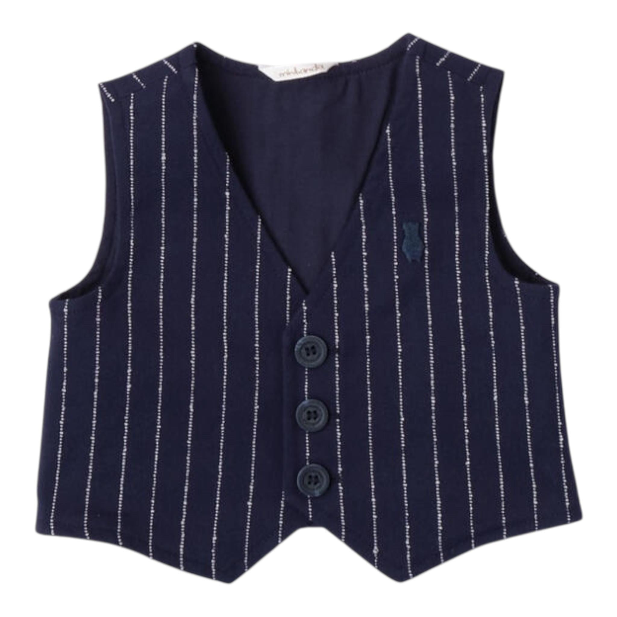 MINI BANDA gilet tinta unita con fantasia a righe Blu per Neonato 37687 BLU MINI BANDA 