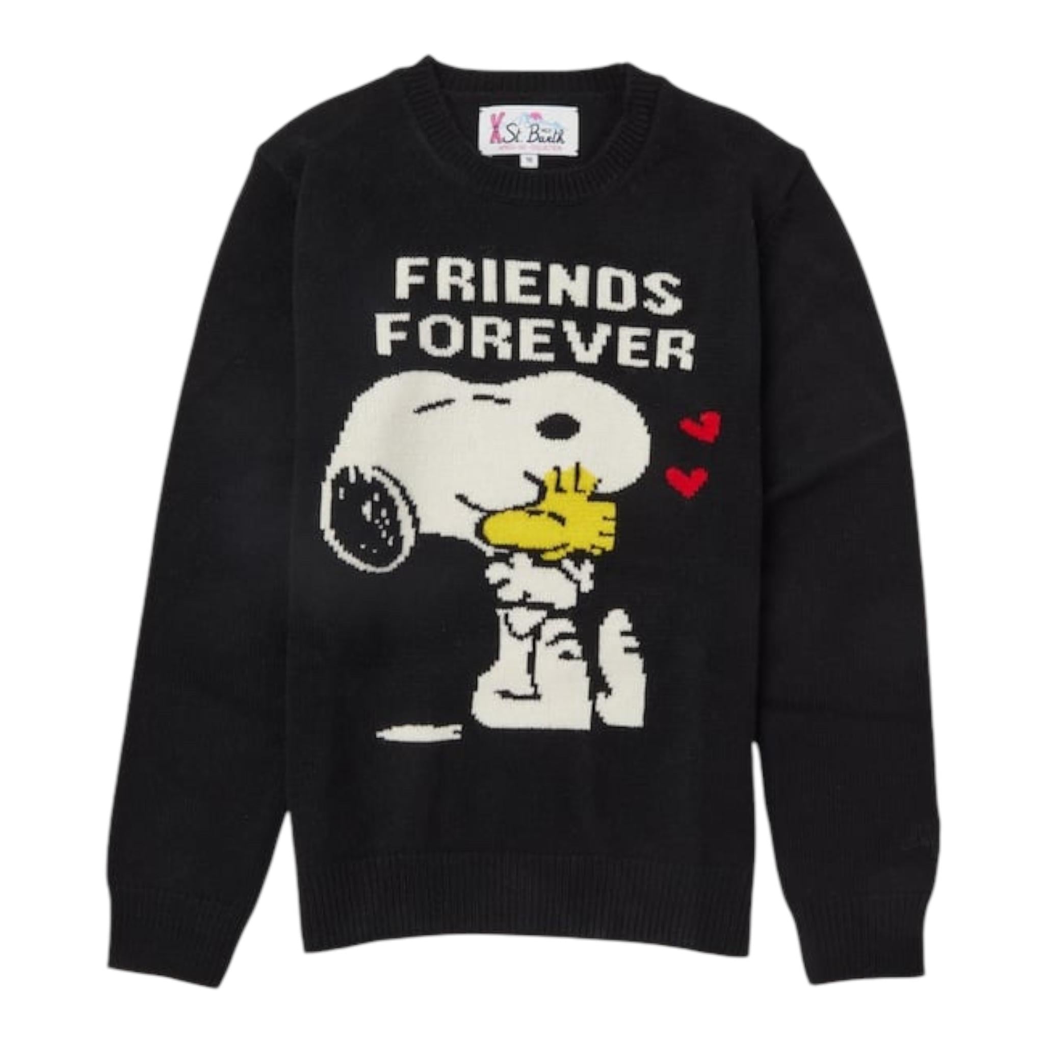 SAINT BARTH maglia girocollo tinta unita con stampa snoopie Nero per Bambina PRC0001 NERO SAINT BARTH 