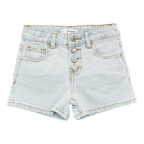 Vicolo Short In Denim Tinta Unita Con Girovita Regolabile Azzurro Per Bambina