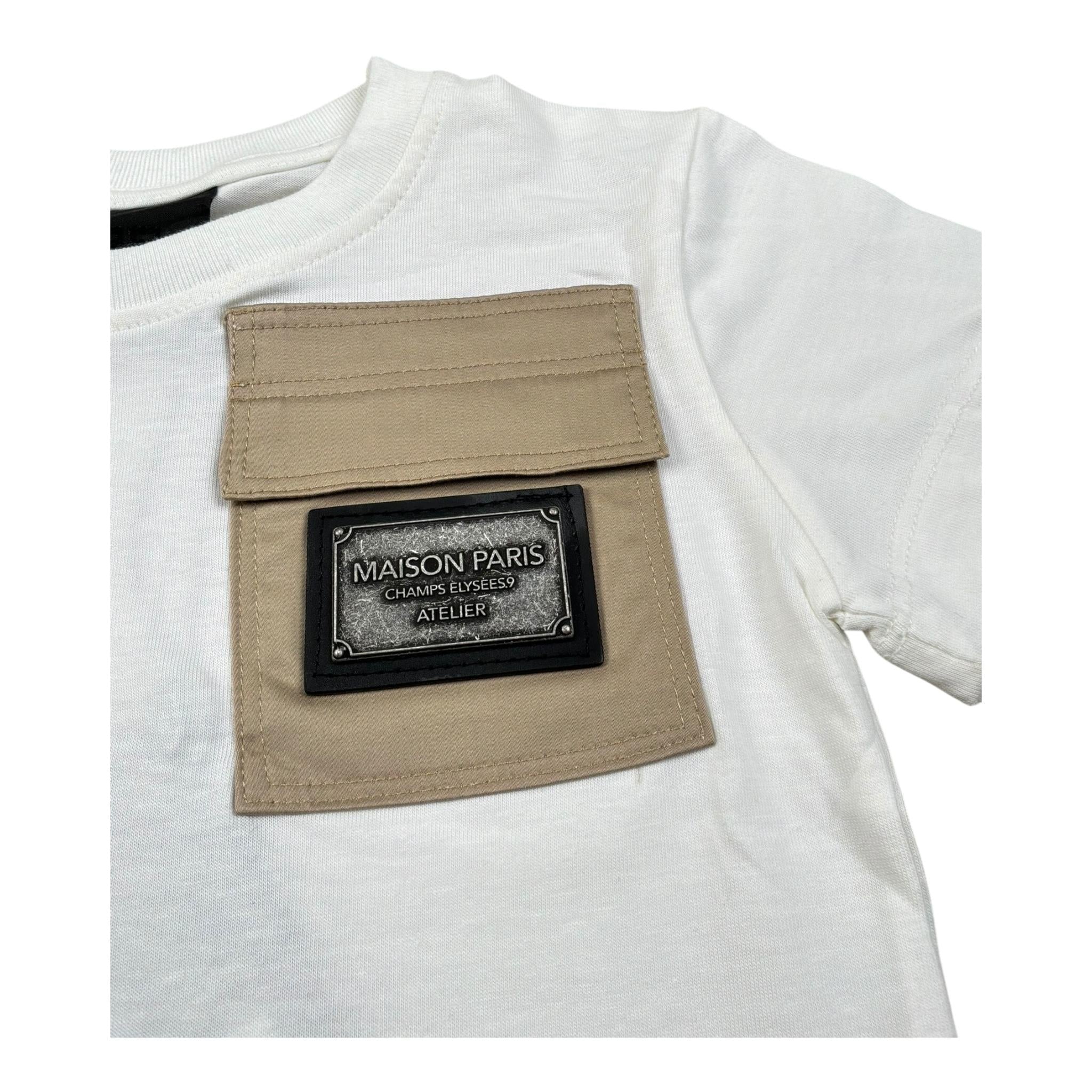 Maison 9 Paris T-Shirt Girocollo Tinta Unita con Tasca per Neonato C900100 BIANCO MAISON 9 PARIS 