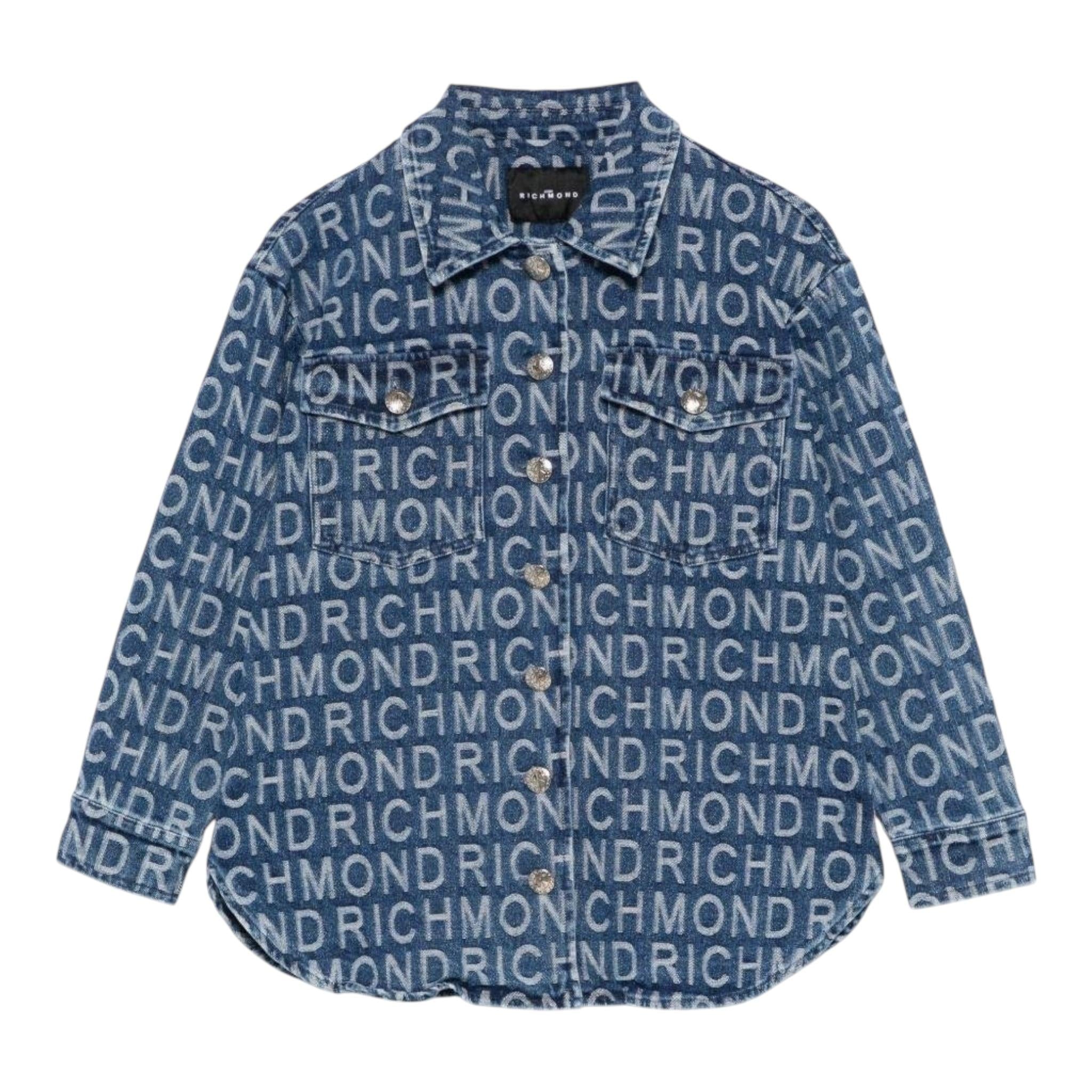 John Richmond Camicia In Denim Tinta Unita Logata per Bambina RGP25164CA BLU JOHN RICHMOND 
