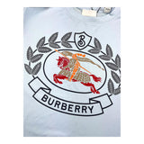Burberry T-Shirt Girocollo Tinta Unita Con Stampa In Contrasto Azzurro Per Bambino