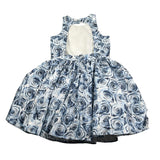 Nunzia Corinna Abito Giromanica tinta unita con Stampe Rose Blu per Bambina NJ2015961 BLU NUNZIA CORINNA 