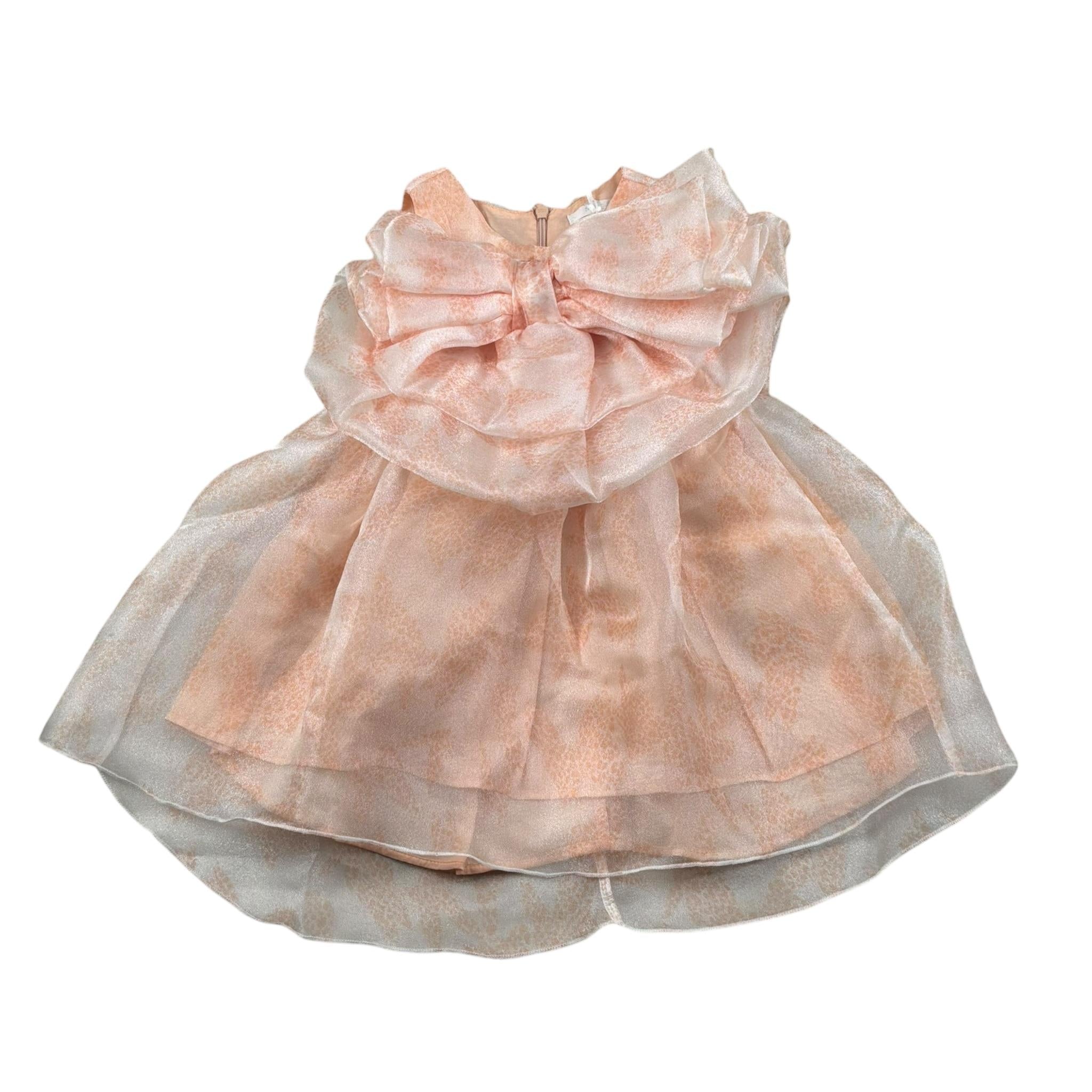 Miss Grant Abito Giromanica tinta unita con Fiocco Rosa per Neonata MG1276N ROSA MISS GRANT 