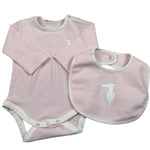 Trussardi Set 3 Pezzi Body Manica Lunga-Bavetta-Cappello per Neonata TLP26001TUA ROSA TRUSSARDI 