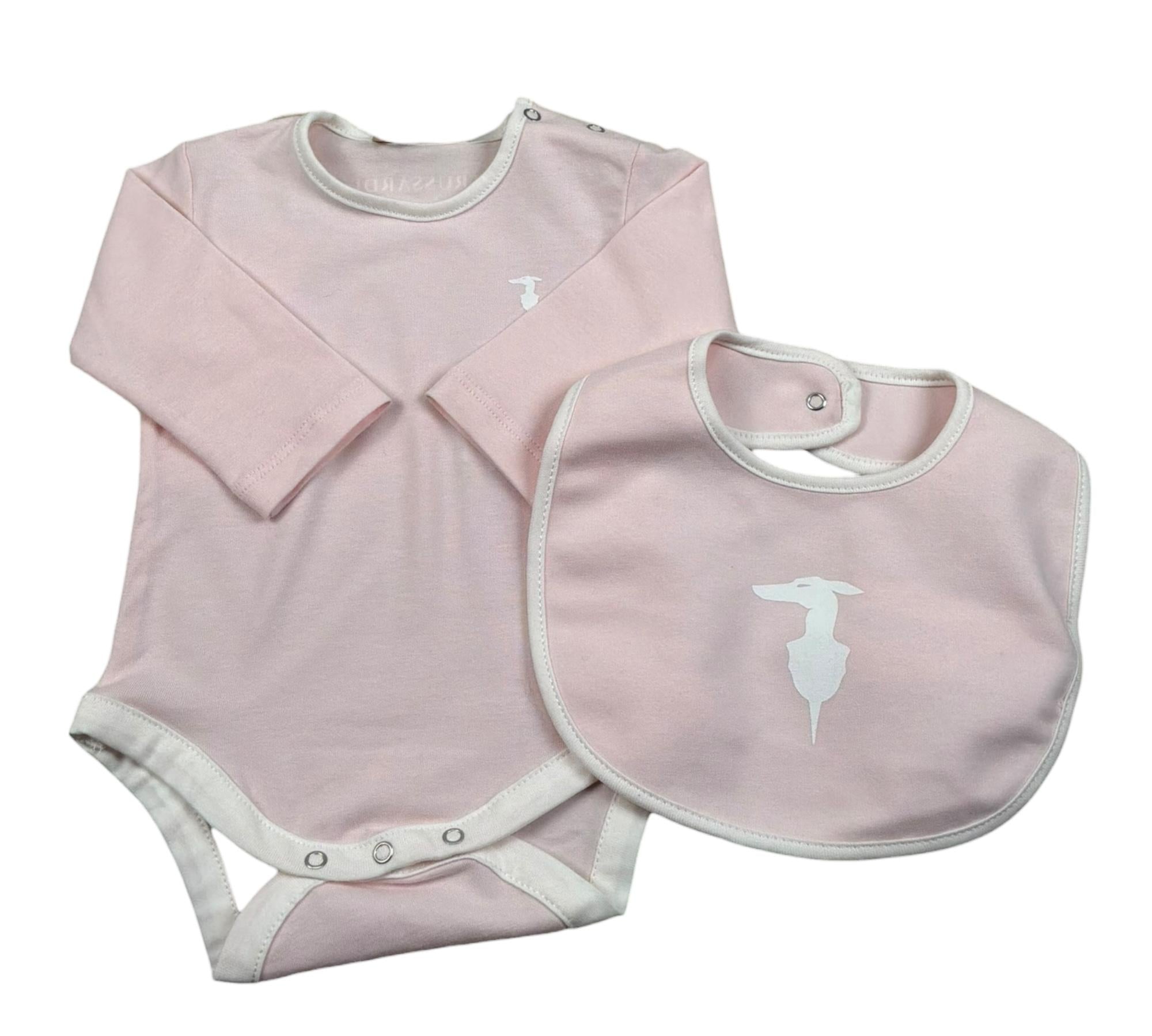 Trussardi Set 3 Pezzi Body Manica Lunga-Bavetta-Cappello per Neonata TLP26001TUA ROSA TRUSSARDI 