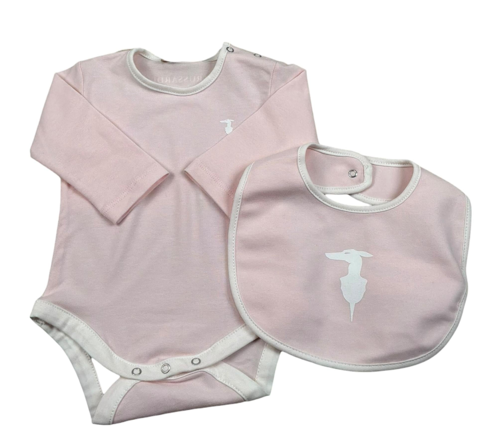 Trussardi Set 3 Pezzi Body Manica Lunga-Bavetta-Cappello per Neonata TLP26001TUA ROSA TRUSSARDI 