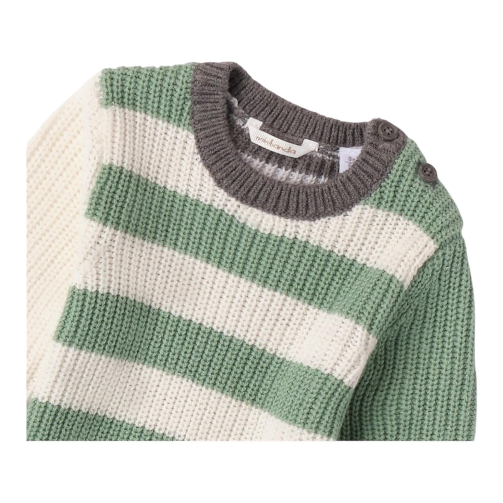 MINI BANDA maglia bicolore con fantasia a righe Bianco/verde per Neonato 37649 BIANCO/VERDE MINI BANDA 