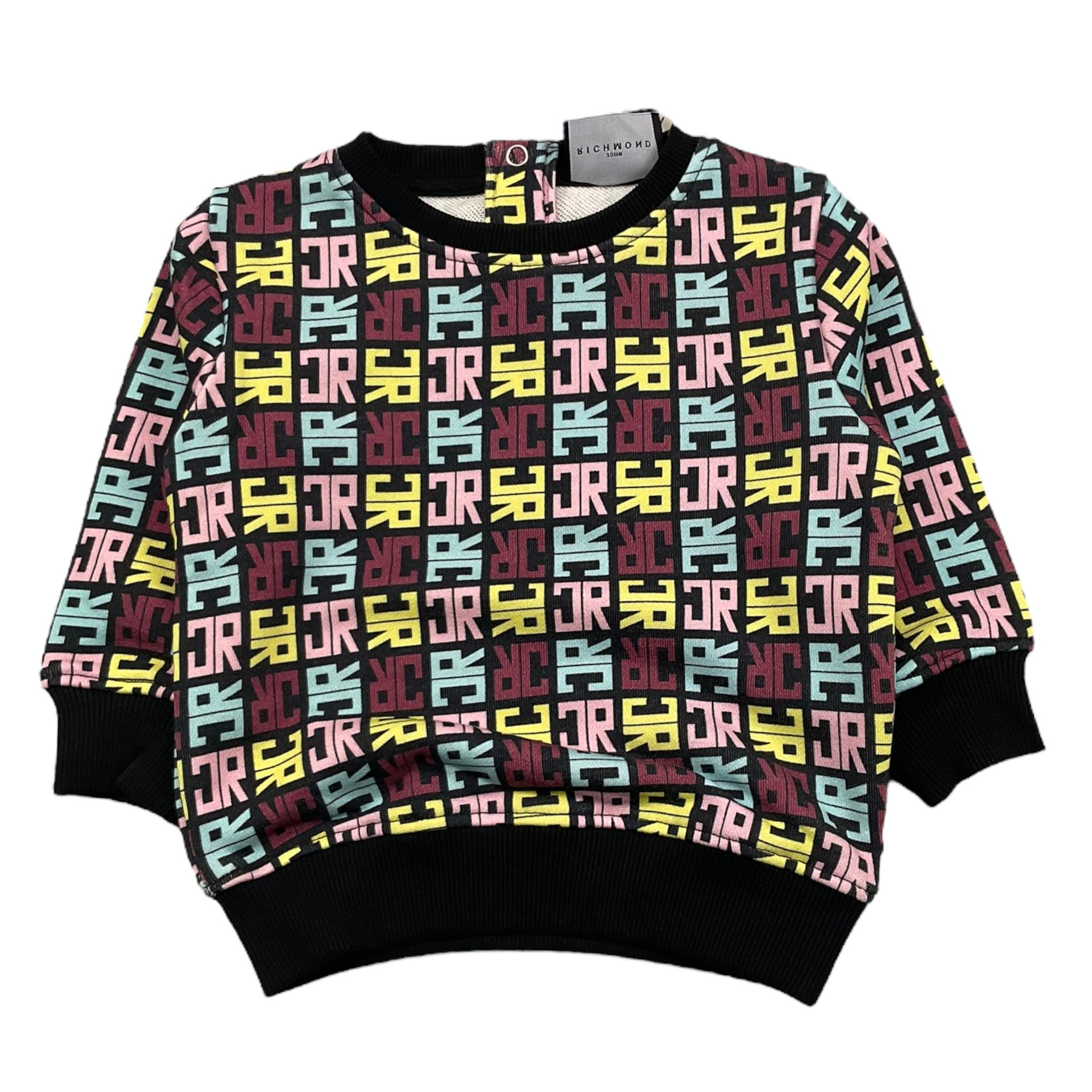 JOHN RICHMOND felpa chiusa girocollo stampa fantasia logo Nero per Neonata RIA25080FE NERO JOHN RICHMOND 