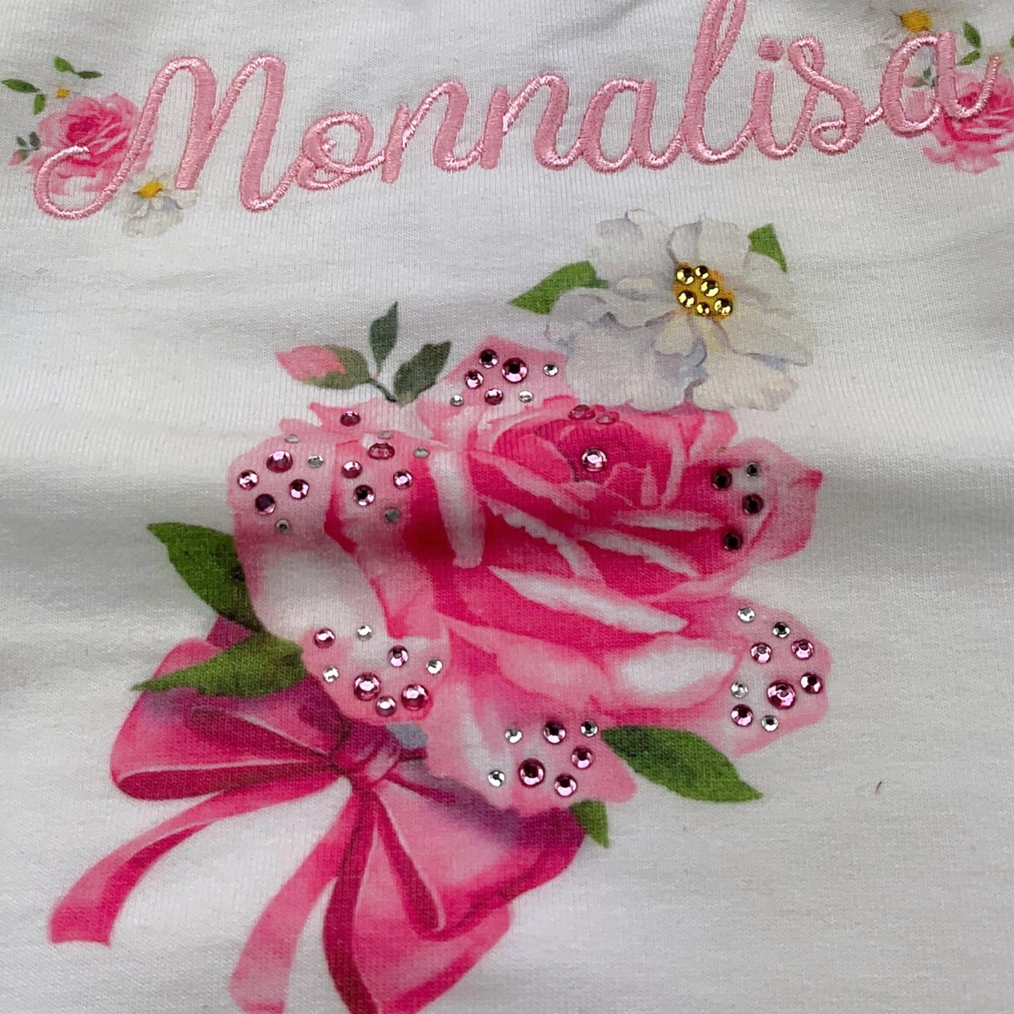 Monnalisa Felpa Tinta Unita Girocollo con Stampa per Neonata 39C600 BIANCO MONNALISA 