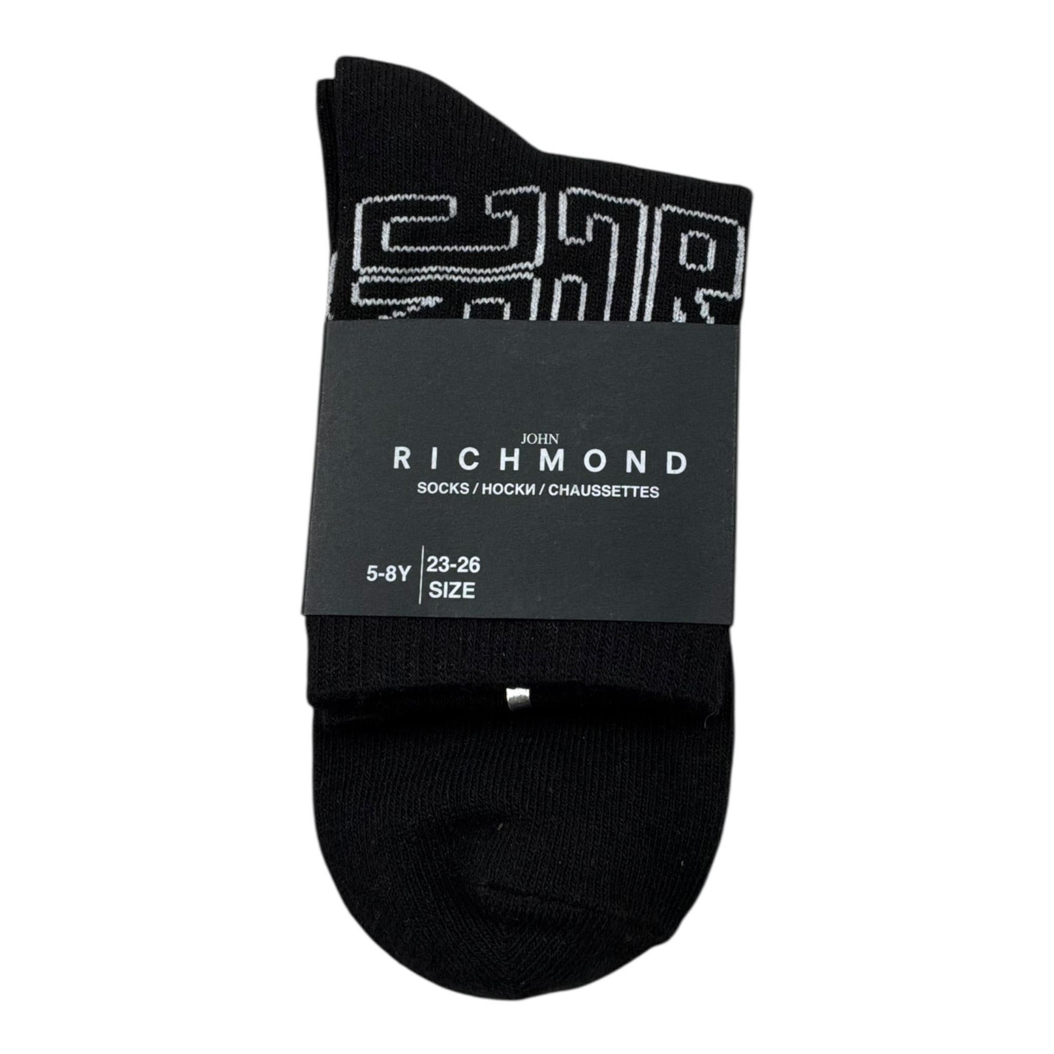 John Richmond Calzini Tinta Unita con Logo per Bambino RGO26020CZ NERO JOHN RICHMOND 