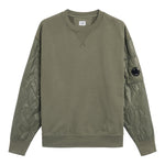 C.P. COMPANY felpa chiusa girocollo tinta unita con logo Verde per Bambino CUF00UX VERDE C.P. COMPANY 