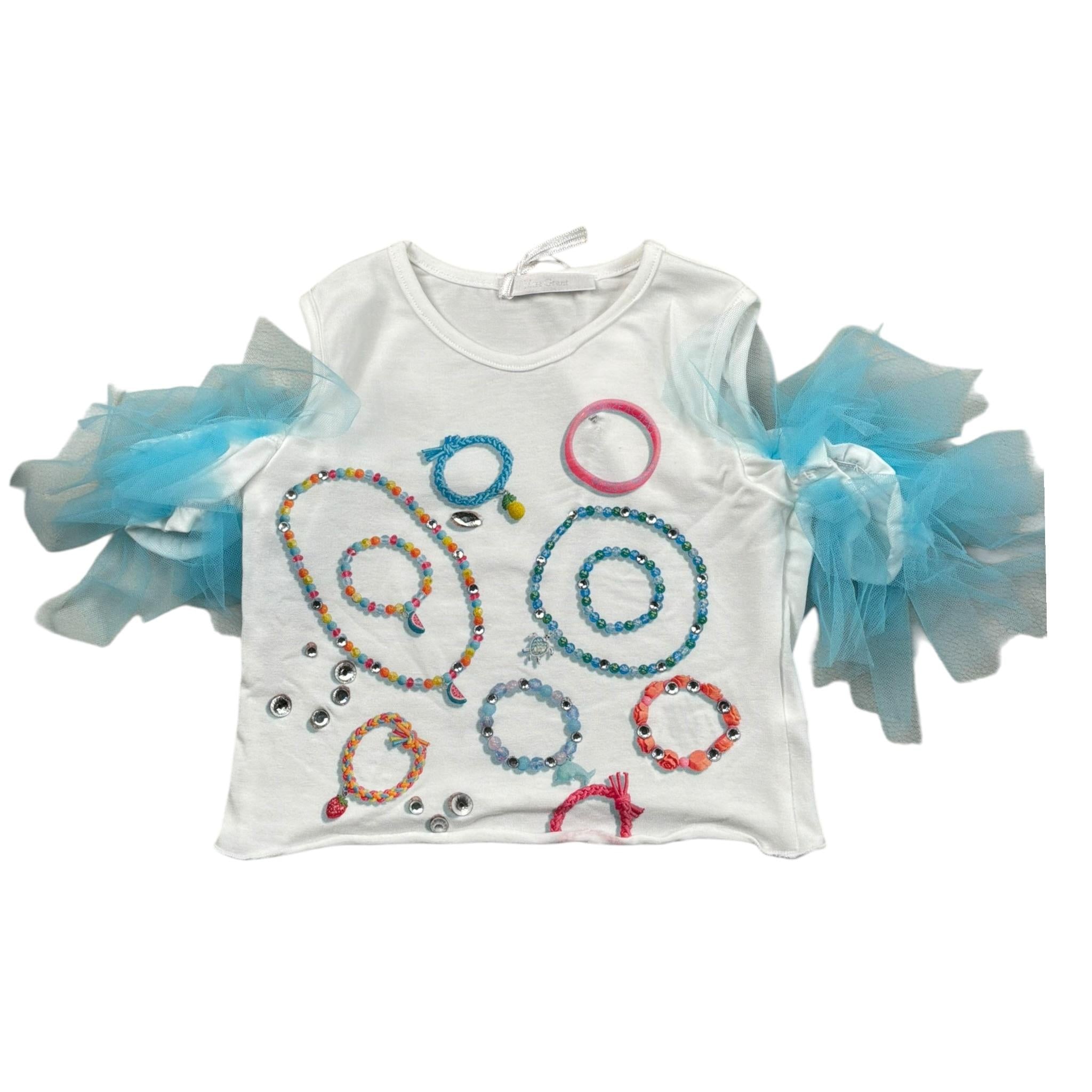 Miss Grant T-Shirt Girocollo Tinta Unita con Stampa per Neonata MG1318N BIANCO MISS GRANT 
