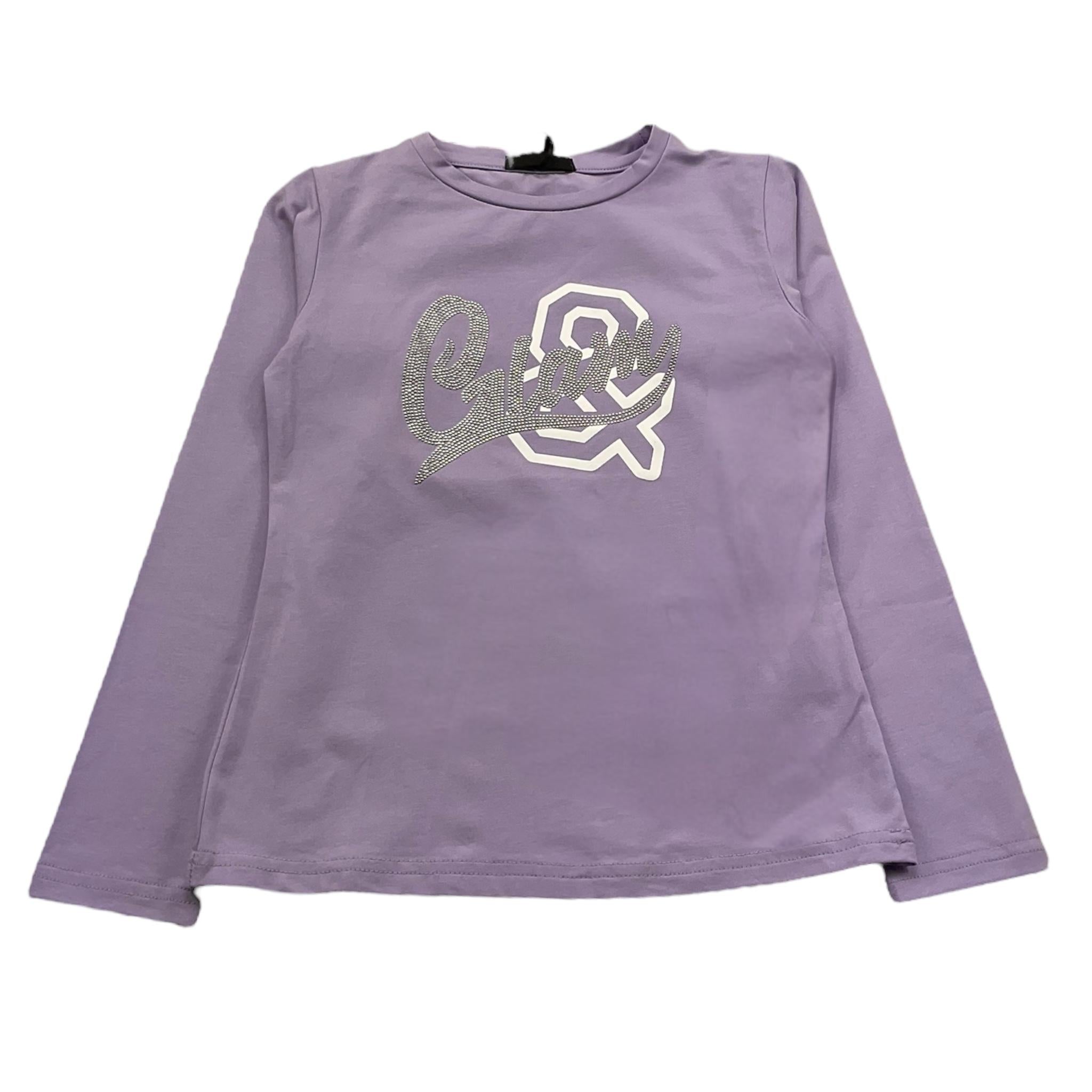 FUN & FUN shirt girocollo tinta unita con stampa Lilla per Bambina FNBTS12817 LILLA FUN & FUN 