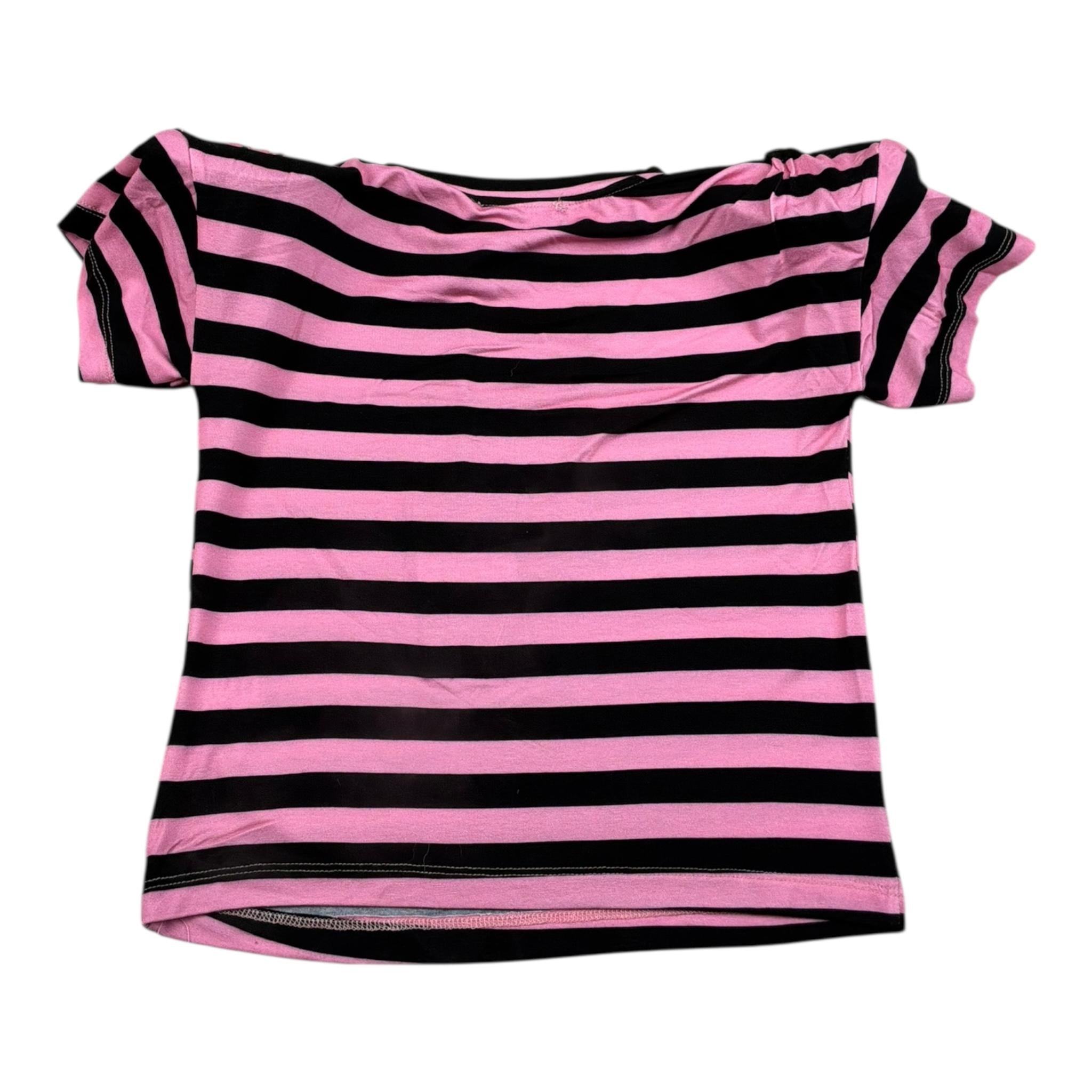 John Richmond T-Shirt Bicolore con Fantasia A Righe per Bambina RGP26132TS ROSA/NERO JOHN RICHMOND 
