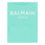 Balmain Felpa Tinta Unita Girocollo con Logo per Bambina BW4A70 VERDE ACQUA BALMAIN 