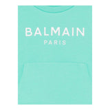 Balmain Felpa Tinta Unita Girocollo con Logo per Bambina BW4A70 VERDE ACQUA BALMAIN 