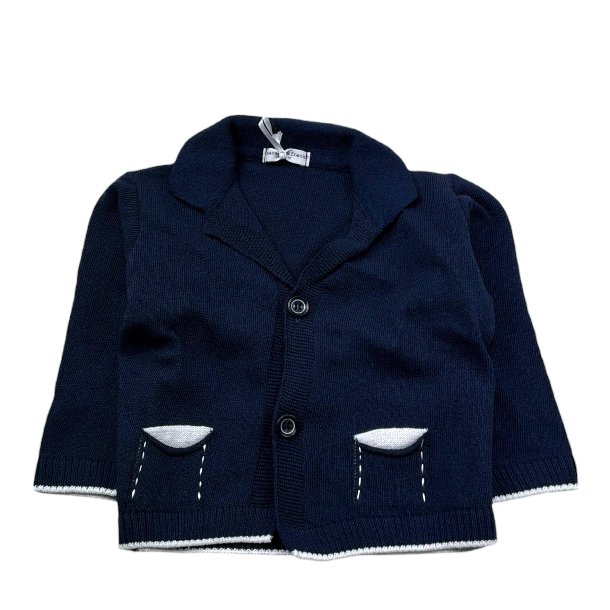 Manuel & Frank Cardigan Tinta Unita con Profili In Contrasto per Neonato MF4236I BLU MANUEL & FRANK 