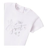 Minibanda T-Shirt Girocollo Tinta Unita con Brillantini per Neonata 0B211 BIANCO MINIBANDA 