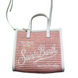 Saint Barth Borsa Tinta Unita con Stampa In Paglia per Bambina 00373L ROSA SAINT BARTH 