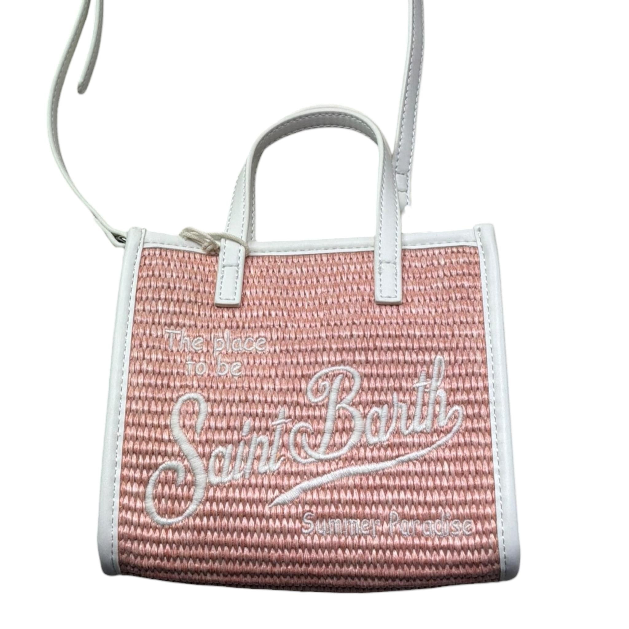 Saint Barth Borsa Tinta Unita con Stampa In Paglia per Bambina 00373L ROSA SAINT BARTH 