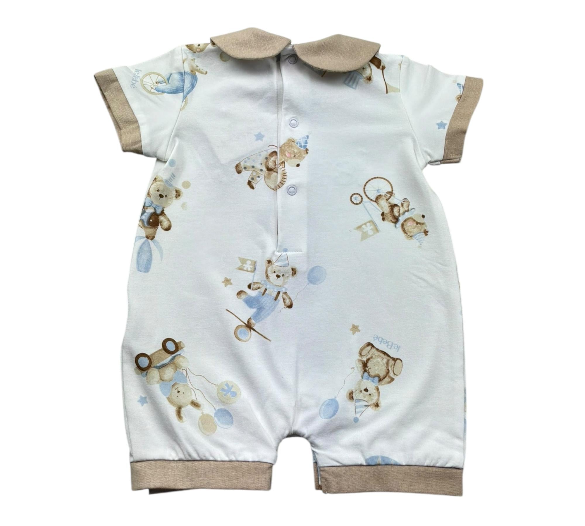 Le Bebe Pagliaccetto Mezza Manica Tinta Unita con Stampe per Neonato LBB5289 BIANCO LE BEBE 