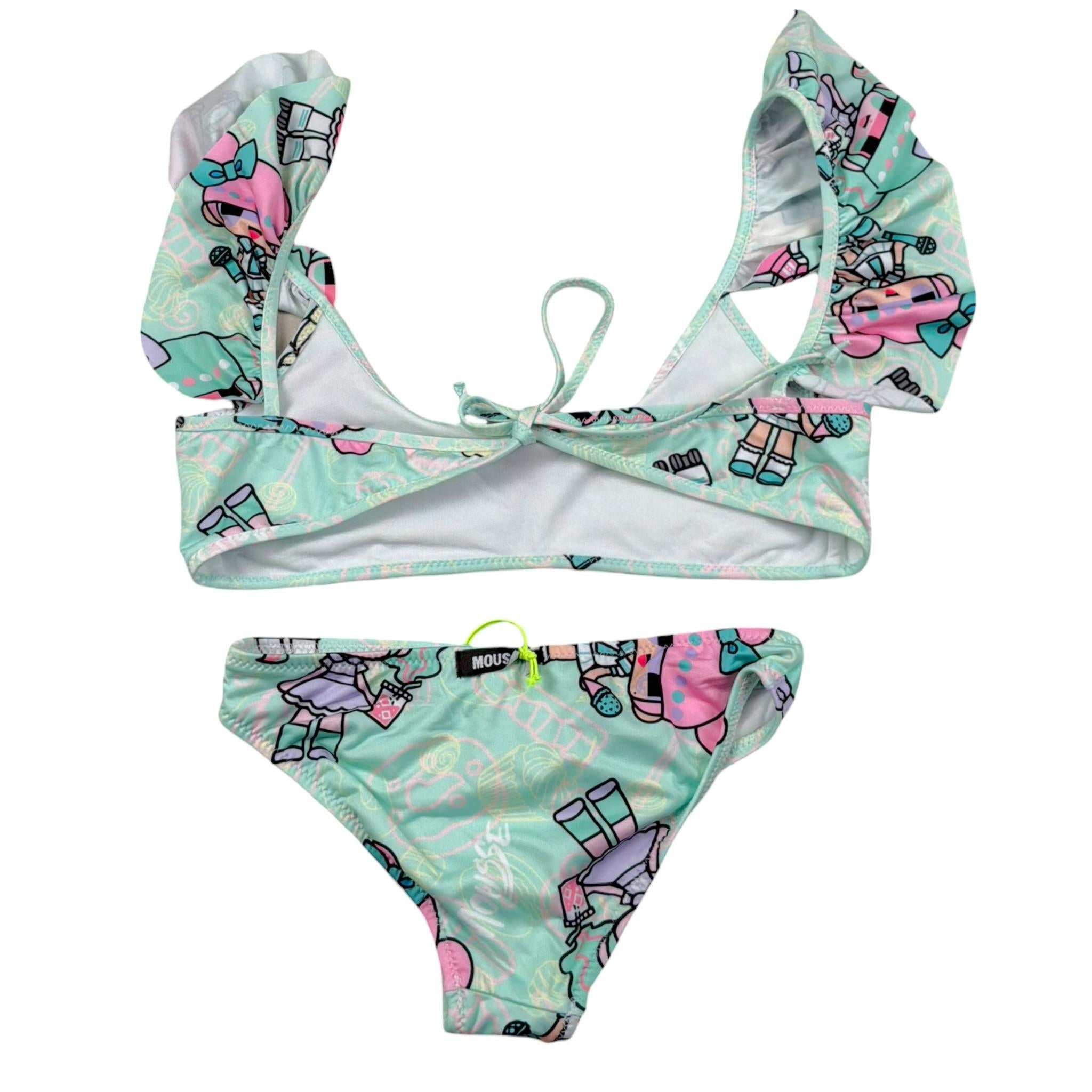 Mousse Costume 2 Pezzi Slip-Fascia per Bambina COSTUDOL VERDE ACQUA MOUSSE 