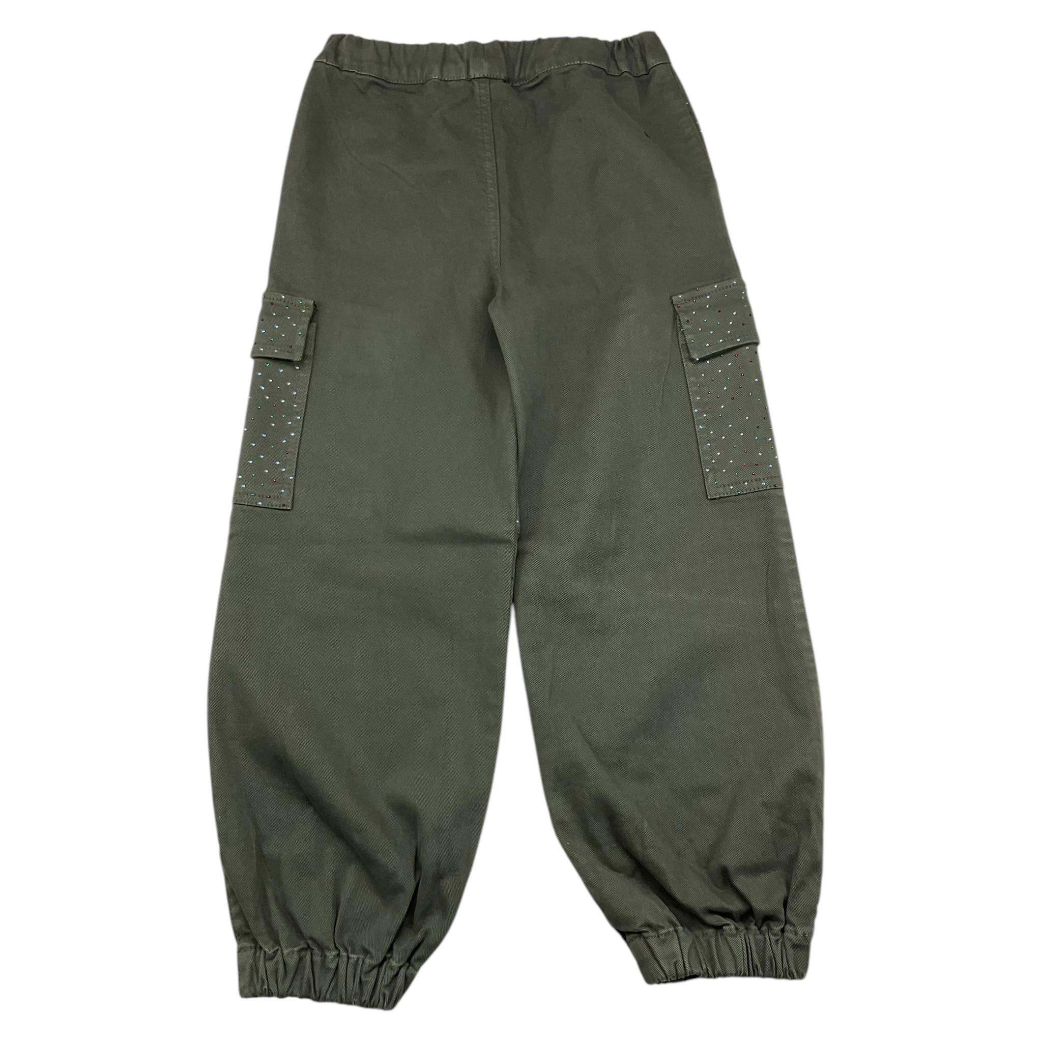 JOHN RICHMOND pantalone tinta unita con elastico in vita e brillantini Verde per Bambina RGA25137PA VERDE JOHN RICHMOND 