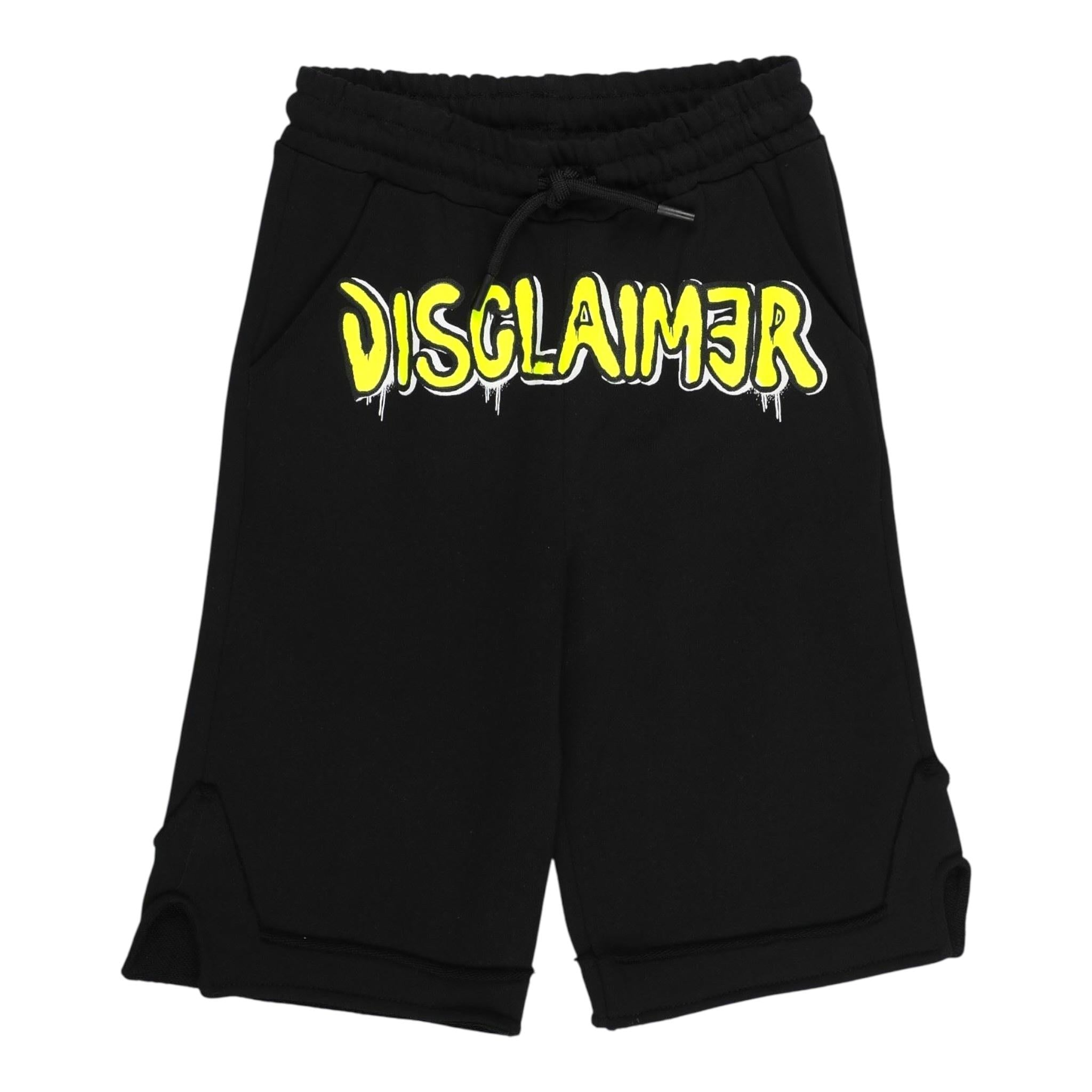 Disclaimer Bermuda Felpa tinta unita con Logo Nero per Bambino 23EDK53825 NERO DISCLAIMER 