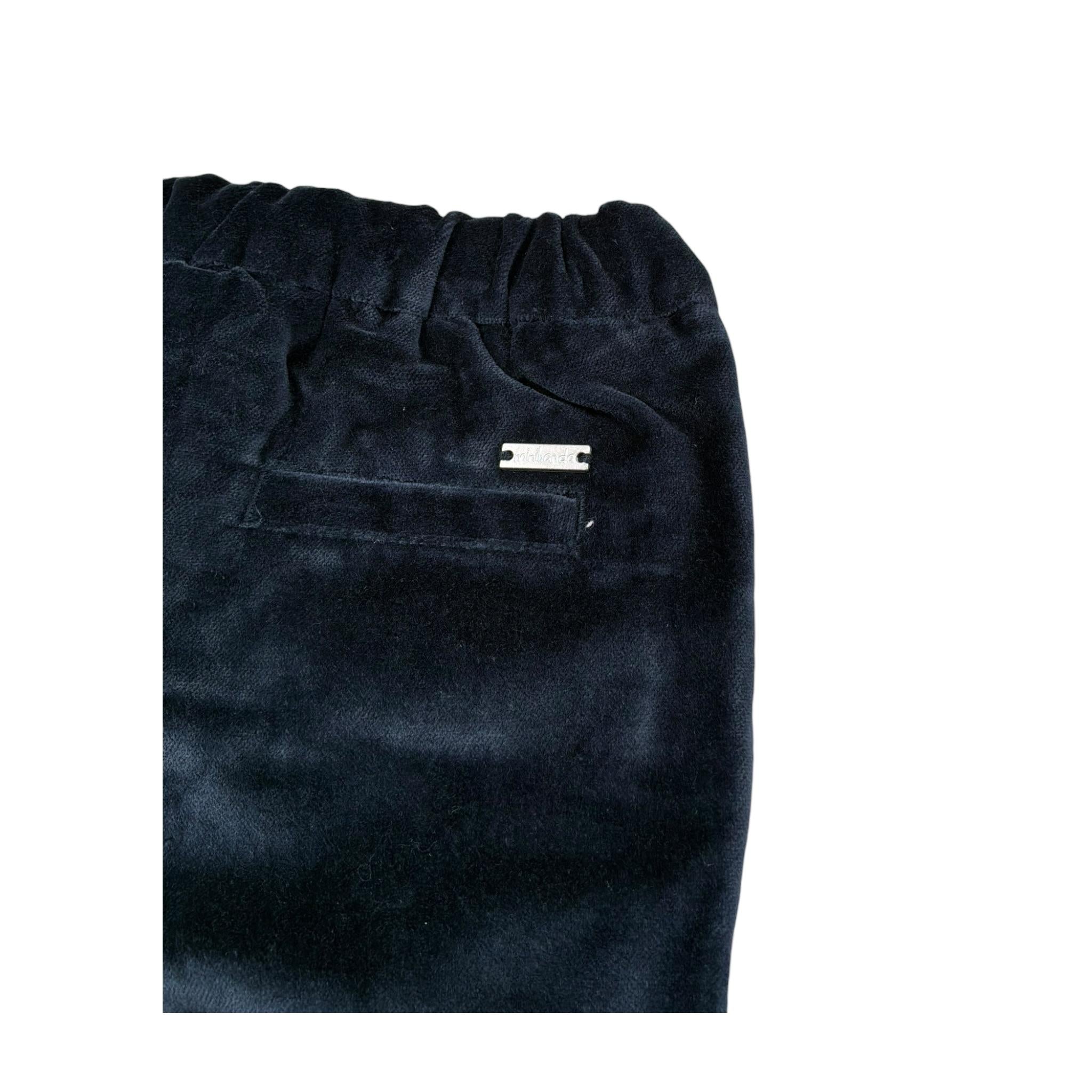 Mini Banda Pantalone Tinta Unita In Velluto per Neonato 3A620 BLU MINI BANDA 
