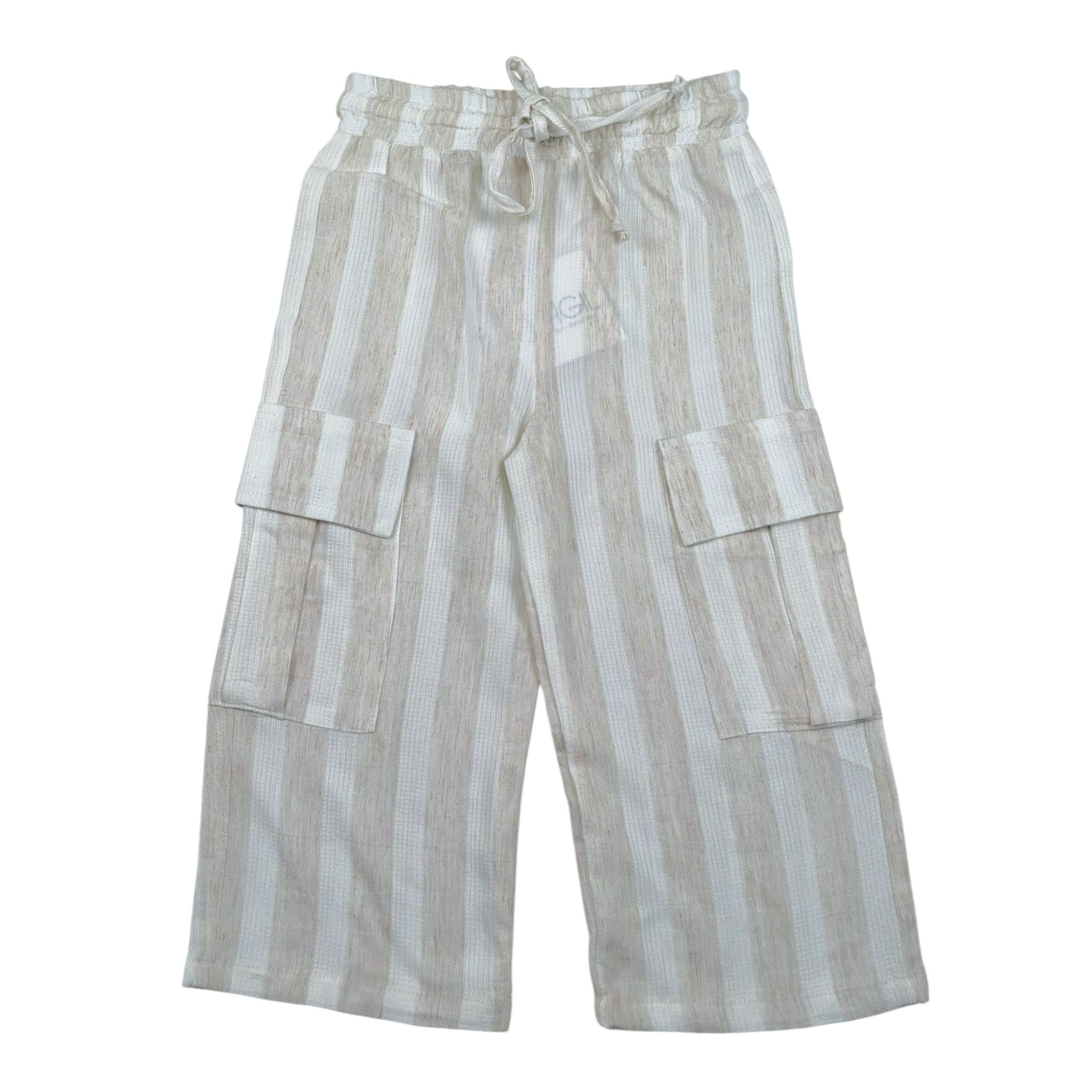 Magil Pantalone Bicolore Fantasia A Righe per Bambina HM25001 BIANCO/BEIGE MAGIL 