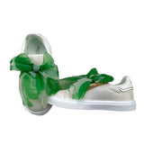 Miss Grant Sneaker Tinta Unita con Fiocco Beige/Verde per Bambina