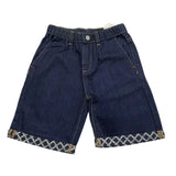 Cesare Paciotti Bermuda In Denim Tinta Unita con Elastico In Vita Blu per Bambino