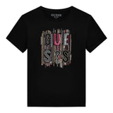 Guess T-Shirt Girocollo Tinta Unita con Paillettes per Bambina J5RI19KAPO0 NERO GUESS 