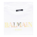Balmain T-Shirt Girocollo Tinta Unita con Stampa per Neonato BW8541 BIANCO BALMAIN 
