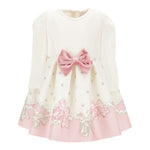 MONNALISA abito manica lunga tinta unita con fiocco Panna per Neonata 31B903 PANNA MONNALISA 