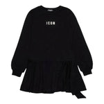 DSQUARED2 abito tinta unita girocollo con billantini Nero per Bambina DQ2673 NERO DSQUARED2 