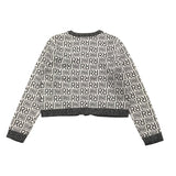 Relish Cardigan Bicolore Cn Bottoni Logato Bianco/Nero Per Bambina