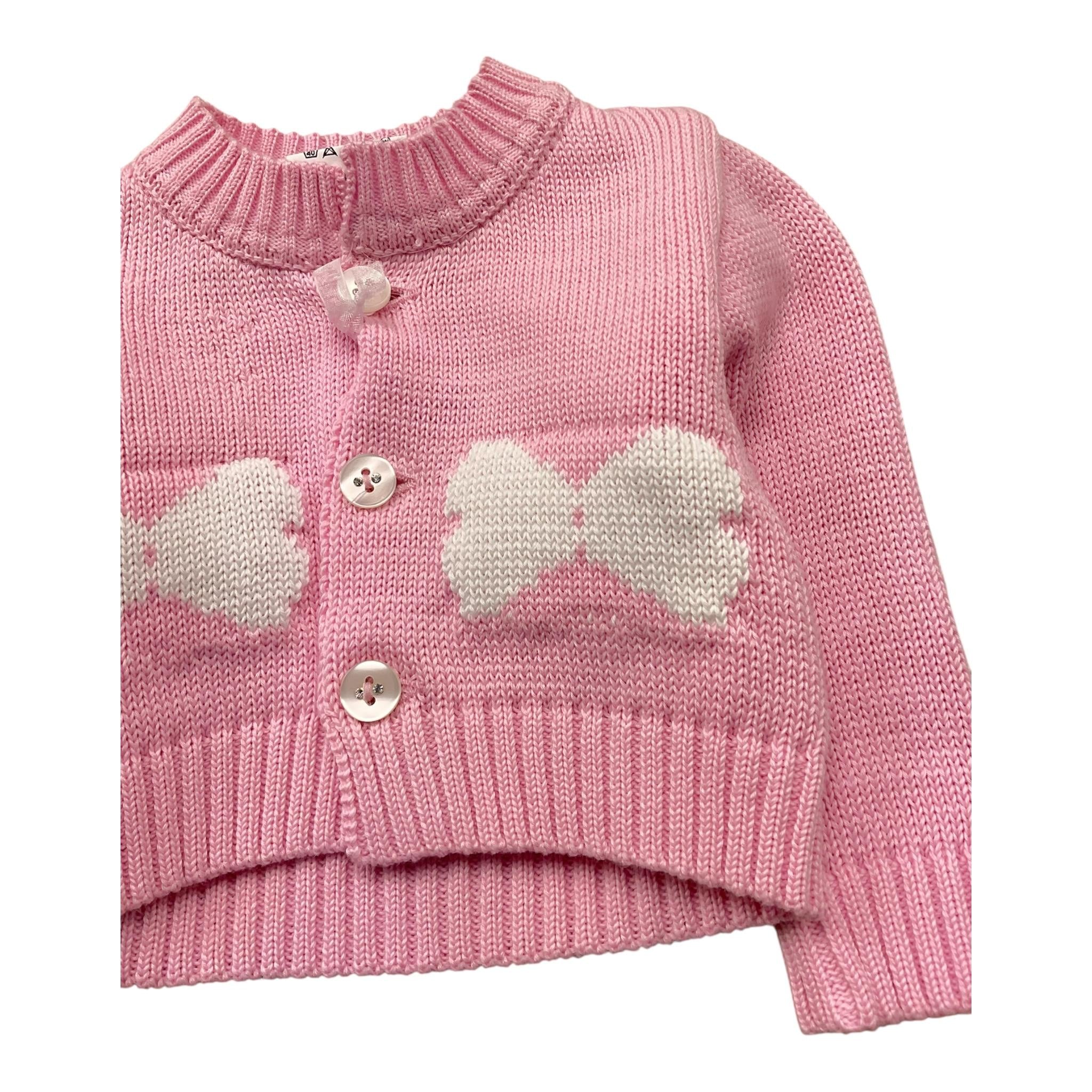 I Delfi Cardigan Tinta Unita con Stamoa per Neonata 25P5051 ROSA I DELFI 